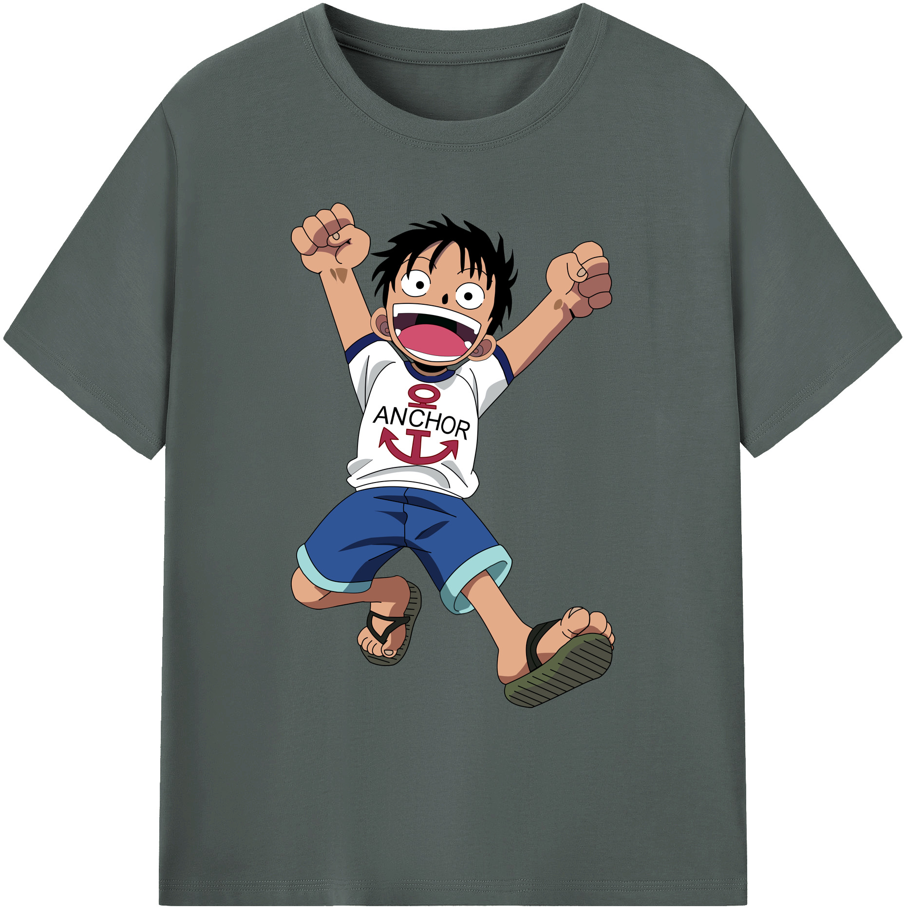 ワンピース モンキー・D・ルフィ ONE PIECE Monkey D. Luffy 綿100％ メンズ半袖Tシャツ｜肌触りやわらか＆通気性